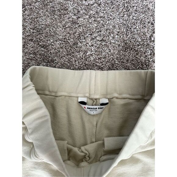 American Giant Cotton French Terry Straight Wide Leg Sweatpants Cream Women’s L - Picture 5 of 11